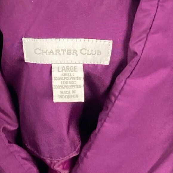 Charter Club Puffer Vest Jacket Womens Large Zip Front Sporty Hiking Windbreaker - Picture 14 of 15